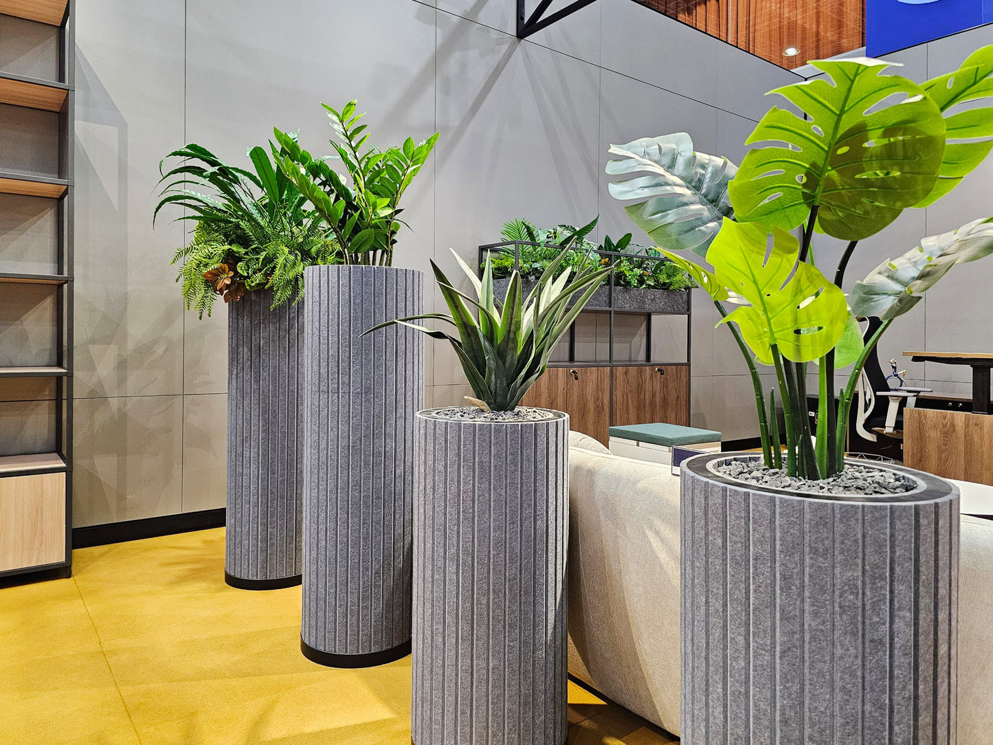 Sustainable PET Plant Column for Modern Workspaces