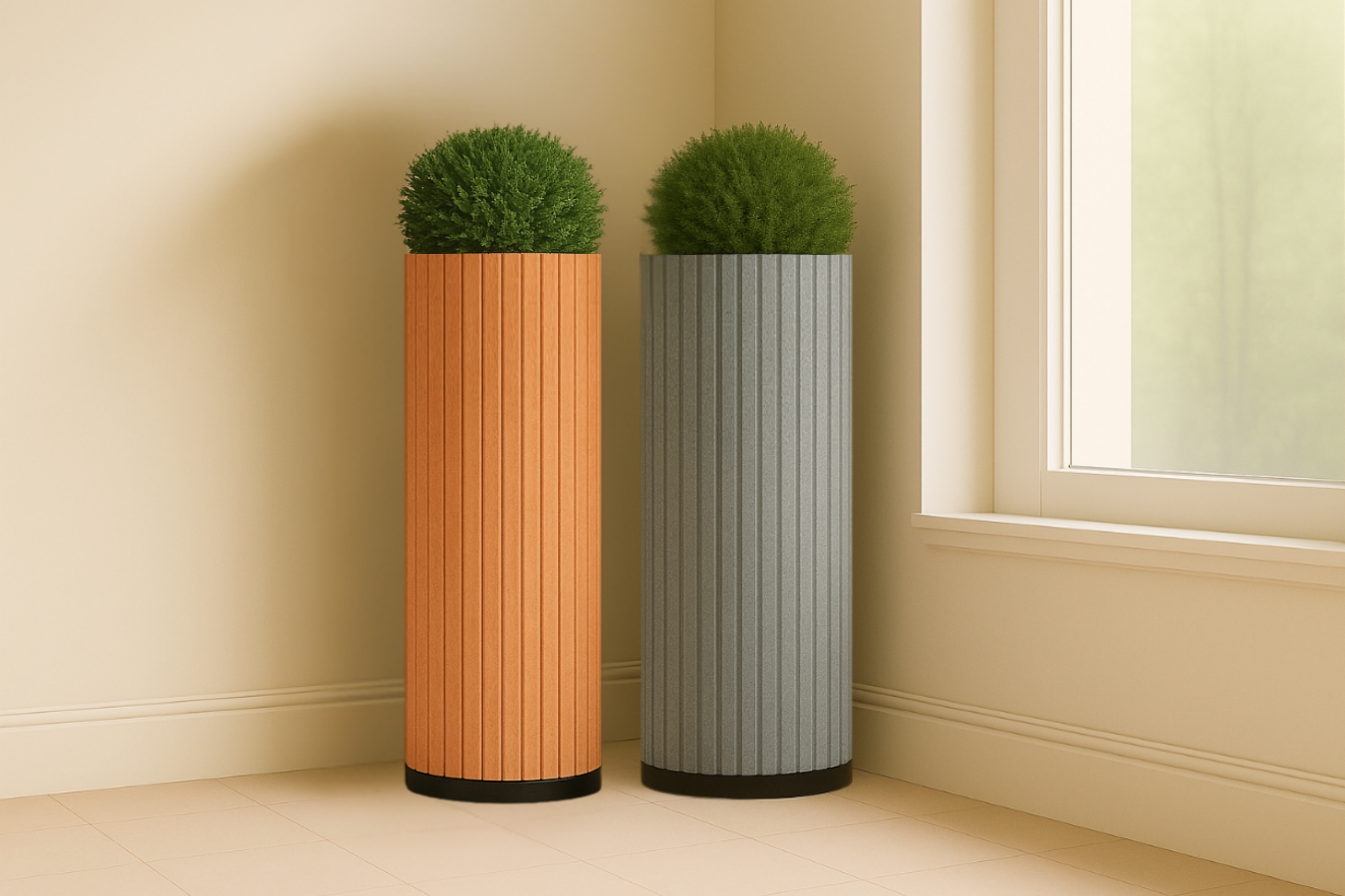 Sustainable PET Plant Column for Modern Workspaces