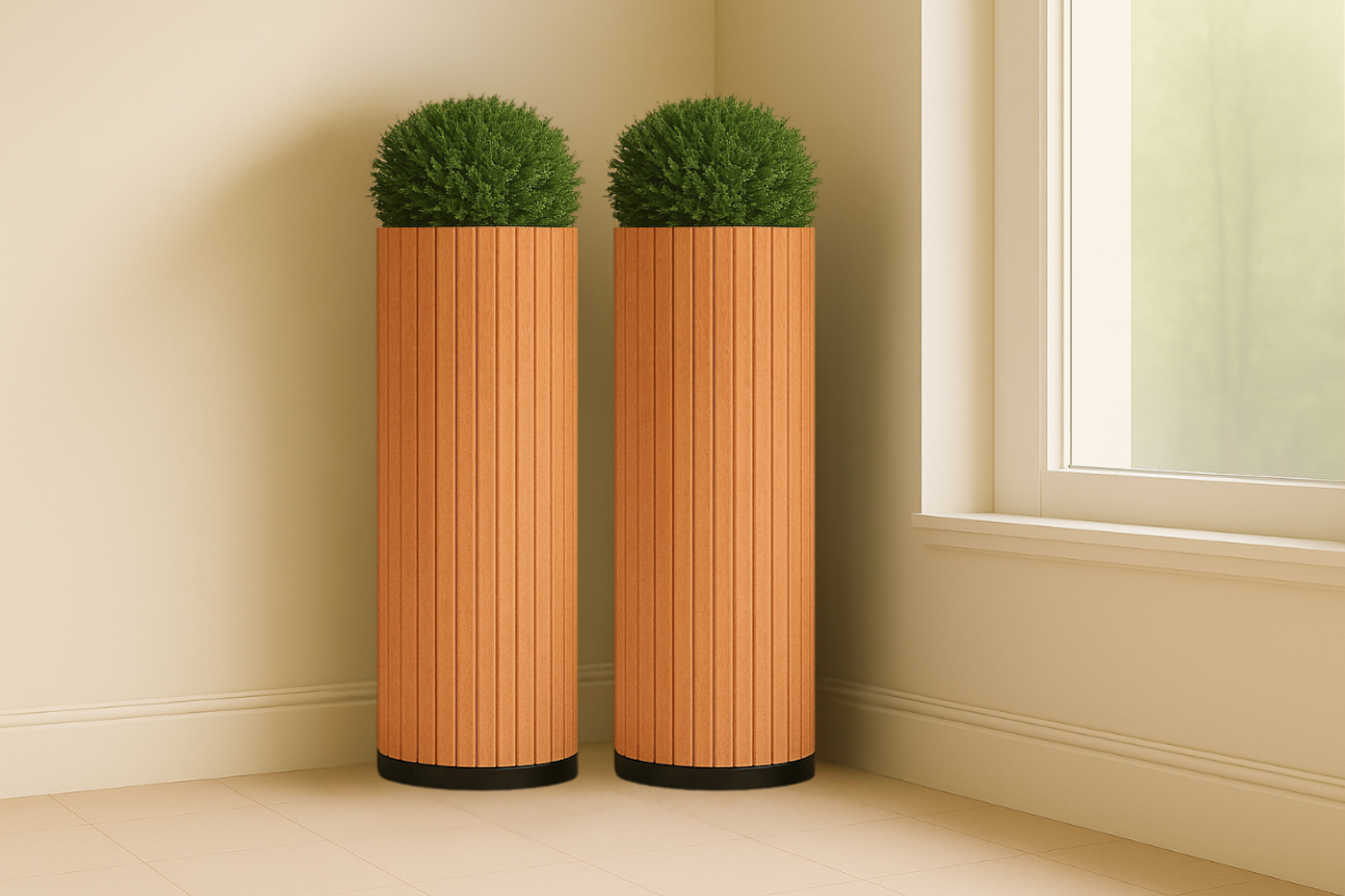 Sustainable PET Plant Column for Modern Workspaces