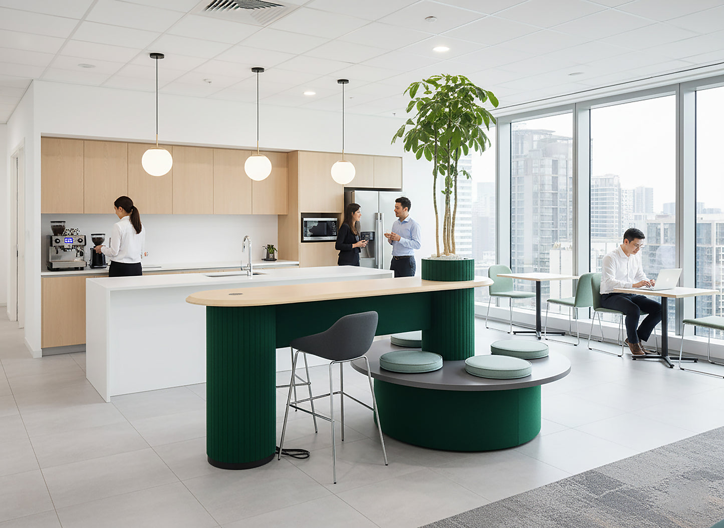 Modimeet - Collaborative Standing Height Table with Planter Column