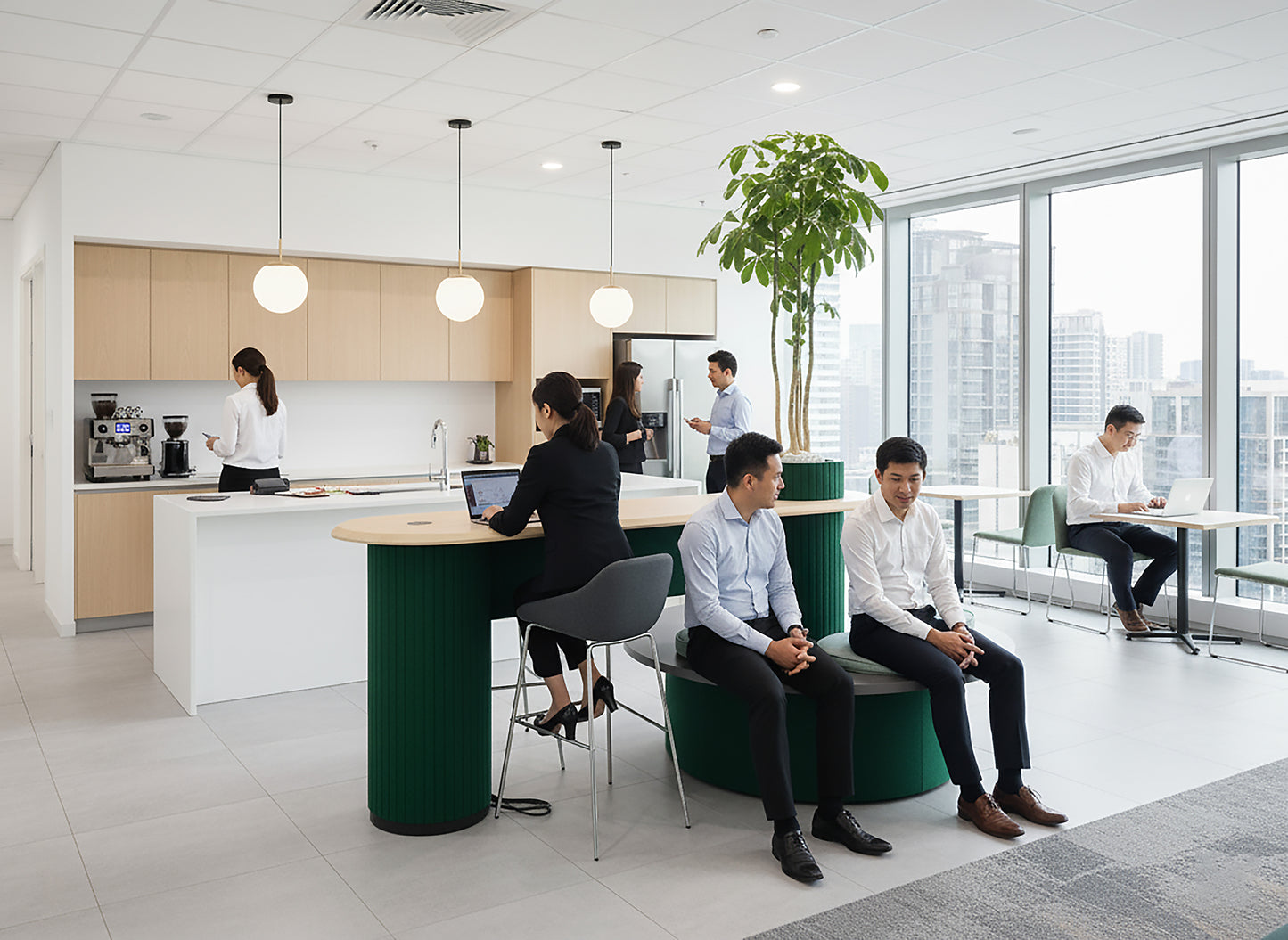 Modimeet - Collaborative Standing Height Table with Planter Column