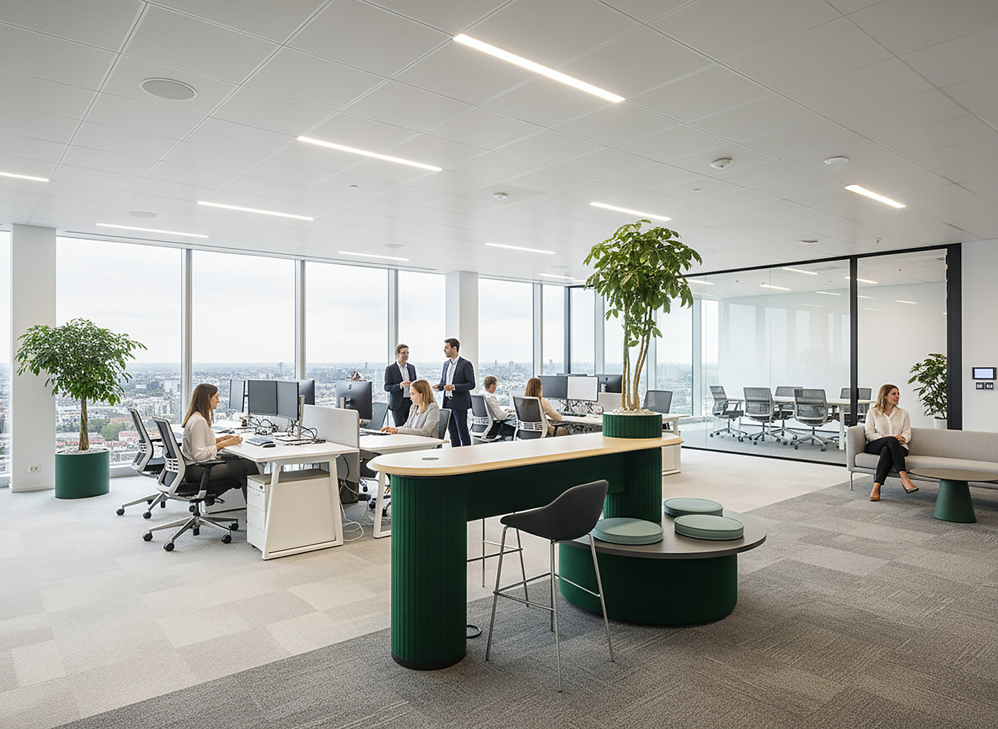 Modimeet - Collaborative Standing Height Table with Planter Column
